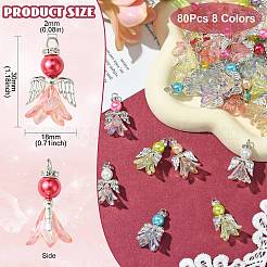 80 個 8 色のアクリル合金ペンダント  天使  ミックスカラー  30mm  10個/カラー&nbsp;PALLOY-CJ00054