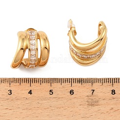304ステンレススチールとクリアキュービックジルコニアのスタッドピアス  ハーフフープピアス  ゴールドカラー  19x17mm&nbsp;SA-G003-03G