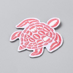 ポリエステルコンピュータ刺繍アイロン/縫い付けパッチ  アップリケ  ウミガメ  ライトコーラル  75x64x1.5mm&nbsp;PATC-WH0014-18E