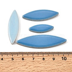 平らで細長い葉模様の磁器モザイクタイル  DIYモザイクコースター用の、様々なサイズの柳の葉のセラミックカボション  植木鉢と受け皿の製作  コーンフラワーブルー  25~50x8.5~13.5x5mm&nbsp;PR-CBA4734-02C