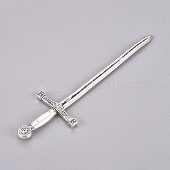 チベット風合金カボション  長い剣  クラフト用  ジュエリー作り  アンティークシルバー  86x24x3.3mm&nbsp;X-PALLOY-TAC0009-61AS