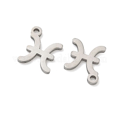 304ステンレススチール製の星座ペンダント  魚座のチャーム  10x8x1mm  穴：1.2mm&nbsp;STAS-H260-01P-06