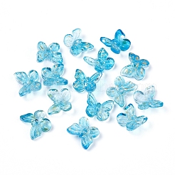 電気メッキガラスビーズ  金色の箔付き  蝶  ミックスカラー  10x11x4mm  穴：1mm&nbsp;EGLA-E059-E