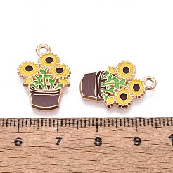 合金エナメルチャーム  ゴールドカラー  ゴールド  花  20x14x1mm  穴：1.8mm&nbsp;ENAM-T022-61B