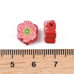 プリントされた辰砂のビーズ  花  ピンク  11.5x10.5x5.5mm  穴：1.2mm&nbsp;CARL-A001-01B