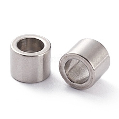 変色しない201ステンレススチールビーズ  コラム  マットなスタイル  ステンレス鋼色  10x8mm  穴：6.5mm&nbsp;STAS-O139-01P