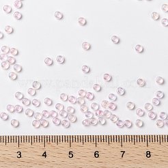 MIYUKIラウンドロカイユビーズ  日本製シードビーズ  8/0  （rr272)ピンクの裏地付きクリスタルab  3mm  穴：1mm  約422~455個/10g&nbsp;X-SEED-G008-RR0272