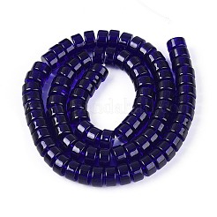 透明ガラスビーズ連売り  フラットラウンド  ミッドナイトブルー  8~8.5x4~4.5mm  穴：0.7~1mm  約95~100個/連  14.57~15.35''（37~39センチメートル）&nbsp;GLAA-N026-4x8mm-T05
