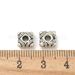 合金のスペーサービーズ  カドミウムフリー＆鉛フリー  正方形  アンティークシルバー  7x7x3.5mm  穴：1.6mm  約1694個/1000g&nbsp;TIBE-P003-06AS