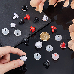 48個 3色 ABS 3D 透明アイアクセサリー、ドールアイガスケット付き  ミックスカラー  18x7mm  穴：4mm  16個/カラー&nbsp;DIY-FH0008-30