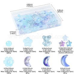 126個10スタイルの透明ガラスビーズ  混合図形  ミックスカラー  8~15.5x8.5~14x4~9mm  穴：1~9mm&nbsp;GLAA-FS0002-36