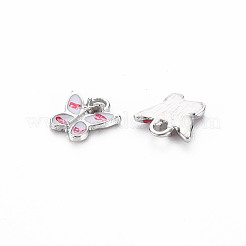プラチナトーン合金リンクコネクター  エナメル  カドミウムフリー＆鉛フリー  蝶  レッド  16.5x22x3mm  穴：1.2mm&nbsp;PALLOY-T081-06-RS