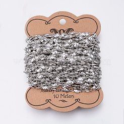 変色しにくい304ステンレススチールチェーン  ハンダ付け  オーバル  ステンレス鋼色  8.5x4x2mm  約32.8フィート（10m）/カード&nbsp;CHS-E002-13