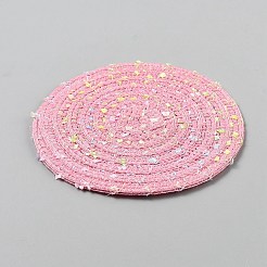 手作り編み物綿布生地コースター  カップマット  フラットラウンド  フラミンゴ  118~120x2~2.5mm&nbsp;AJEW-WH20067-004A