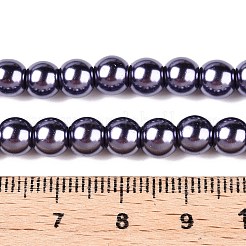 ベーキングペイント、ガラスパールビーズの連  パールカラーの  ラウンド  紫色のメディア  3~4mm  穴：0.5mm  約195個/連  23.6インチ&nbsp;HY-Q003-3mm-73