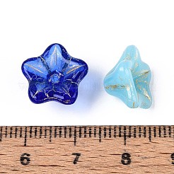 ガラスビーズ  ペチュニア  ゴールドライン入り  ミックスカラー  8x13x13mm  穴：1~1.2mm&nbsp;LAMP-T021-78M