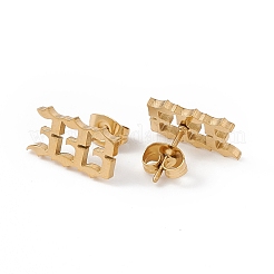 ナンバーイヤリング  女性用304ステンレススチールスタッドピアス  NUM。3  7.5x13.5mm  ピン：0.7mm&nbsp;X-EJEW-F286-01G-G