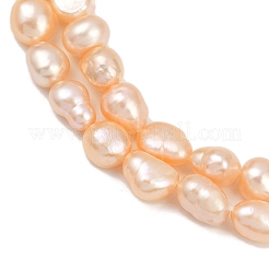 天然養殖淡水パールビーズ連売り  研磨両側  グレード3a+  桃パフ  7~8mm  穴：0.6mm  約36~37個/連  13.54~13.82''（34.4~35.1センチメートル）&nbsp;PEAR-P064-20J-03B