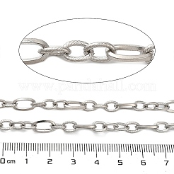304ステンレススチールリング＆オーバルリンクチェーン  溶接されていない  ステンレス鋼色  10.5x6x1.3mm&nbsp;CHS-A016-14P-A