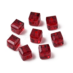 K9ガラス  模造オーストリアクリスタルビーズ  グレードAAA  多面カット  キューブ  暗赤色  8x8x8mm（誤差範囲0.5~1mm以内のサイズ）  穴：0.9~1.6mm&nbsp;SWAR-F074-8x8mm-05