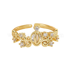 真鍮マイクロパヴェクリアキュービックジルコニアカフオープンリング（女性用）  カボチャの馬車  ゴールドカラー  15~20mm&nbsp;WG0B9D7-01