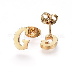 304ステンレススチールペンダントとスタッドピアスジュエリーセット  アルファベット  文字.g  20~23x13~19x1.5mm  穴：6x3mm  6~10x6~9x1mm  ピン：0.8mm&nbsp;SJEW-P099-07G