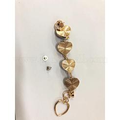 DIYキーホルダー用合金ぬいぐるみ生地ハートリンクチェーン  電話ケース装飾ジュエリーアクセサリー  合金ねじナット付き  アイアン製ねじ  ライトゴールド  ホワイト  15.5~16cm&nbsp;AJEW-WH0188-88D
