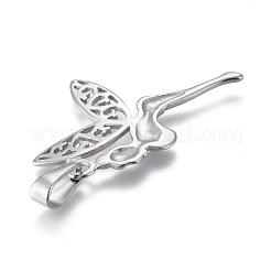 変色しない304ステンレススチールペンダント  妖精  ステンレス鋼色  40x31x3mm  穴：4.5x9.5mm&nbsp;STAS-F252-33P