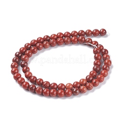 天然石レッドジャスパービーズ連売り  グレードA-  ラウンド  6mm  穴：1mm  約58~60個/連  14.9インチ（38cm）&nbsp;G-E375-6mm-03
