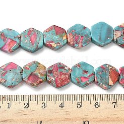 染色合成インペリアルジャスパービーズ連売り  六角  レッド  14~15x13.5~14x4~4.5mm  穴：1mm  約29個/連  15.87''（40.3センチメートル）&nbsp;G-D337-14mm-A03