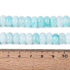天然石ホワイトジェイドビーズ連売り  滑らかなロンデル  染め  シアン  10~10.5x5.5~6mm  穴：0.7~1.2mm  約61~69個/連  14.37~15.55インチ（36.5~39.5cm）&nbsp;G-Q613-01F-15