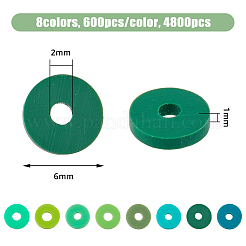 4800個8色手作りポリマークレイビーズ  ディスク/フラットラウンド  ヒシビーズ  ミックスカラー  6x1mm  穴：2mm  600個/カラー&nbsp;CLAY-HY0001-04