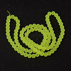 ベーキングペイント透明ガラスビーズ連売り  艶消し  ラウンド  緑黄  8mm  穴：1~1.6mm  約99個/連  31.4インチ&nbsp;GLAA-S031-8mm-30
