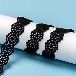 中空フラワーフェイクスエードコード  フェイクレース  ブラック  18x1.5mm  約1.47ヤード（1.35m）/連&nbsp;LW-R019-1090