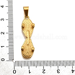 304ステンレスペンダント  スケートボードの魅力  PVD真空メッキ  ゴールドカラー  31x9x5mm  穴：3x7mm&nbsp;STAS-B086-03G