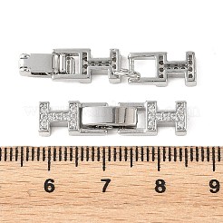 シェグレイス 真鍮製マイクロパヴェ クリアキュービックジルコニア フォールドオーバークラスプ  H字型  カドミウムフリーと鉛フリー＆ニッケルフリー  長持ちメッキ  プラチナ  32mm  穴：1mm&nbsp;XGRQ5K377-843P