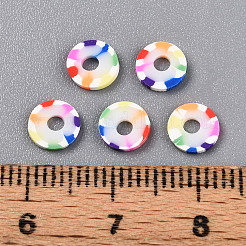 手作り樹脂粘土ビーズ  ディスク/フラットラウンド  ヒシビーズ  カラフル  6~6.5x1~1.5mm  穴：2mm  約25000個/1000g&nbsp;CLAY-N012-01G