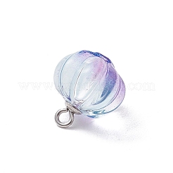 透明スプレーペイントガラスペンダント  花  304ステンレススチールループ付き  ステンレス鋼色  12x11x10.5mm  穴：1.4mm&nbsp;PALLOY-JF03496-02