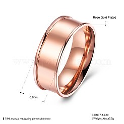 メンズステンレススチールフィンガー指輪  ワイドバンドリング  ローズゴールド  usサイズ8（18.1mm）&nbsp;RJEW-BB27601-B-8