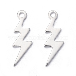 真鍮製チャーム  カドミウムフリー＆鉛フリー  ライトニング  925銀メッキ  12x4x0.5mm  穴：1mm&nbsp;LS-KK-Y003-08S