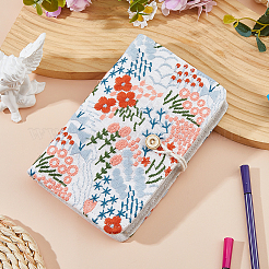リネンのルーズリーフプランナーノートカバー  バインダーカバー  花模様の長方形  ホワイト  185x120x29mm&nbsp;OFST-WH0050-042B-02