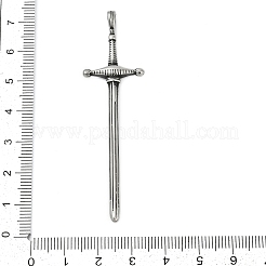 304ステンレススチール製ビッグペンダント  剣のチャーム  アンティークシルバー  69.5x19.5x5mm  穴：5x2.5mm&nbsp;STAS-Z097-16AS