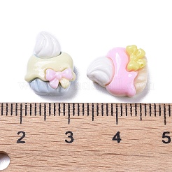 不透明でかわいい樹脂製のデコデンカボション  模造食品  ちょう結びのケーキ  13x11x6.5mm&nbsp;RESI-B024-01H