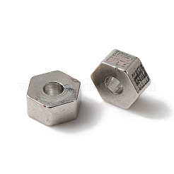 ラックメッキ真鍮製ビーズ  カドミウムフリー＆鉛フリー  長持ちメッキ  六角  プラチナ  4x4.5x2mm  穴：1mm&nbsp;KK-C020-07P