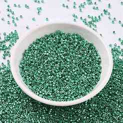シリンダーシードビーズ  メタリックカラー  均一サイズ  ミディアムシーグリーン  2x1.5mm  穴：0.8mm  約888個/10g&nbsp;X-SEED-H001-D09