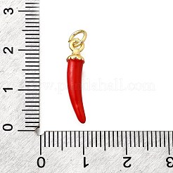 真鍮製エナメルペンダント  カドミウムフリー＆鉛フリー  丸カン付き  18KGP本金メッキ  チリ  21x5x4.5mm  穴：3.5mm&nbsp;KK-F896-01A-G