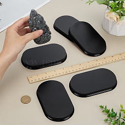 楕円形の木製シャーシのディスプレイ台座  トイモデル展示用  ブラック  12.8~13.3x7.3~7.9x1.2cm&nbsp;LS-ODIS-WH0025-274B