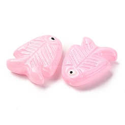 透明なガラスエナメルビーズ  魚  パールピンク  21.5x18x7mm  穴：1.5mm&nbsp;LAMP-U004-06-02