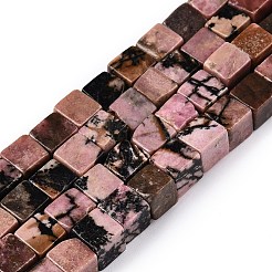 天然石ロードナイトビーズ連売り  キューブ  6~7x6~6.5x6~6.5mm  穴：1mm  約60~61個/連  15~15.366''（38.1~39センチメートル）&nbsp;G-T139-6x6-16A