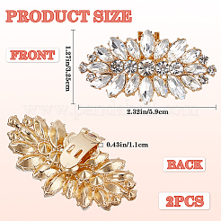 2 個合金ラインストーン靴の装飾  取り外し可能な靴のバックル クリップ  花  32.5x59x11mm&nbsp;FIND-CP0002-21